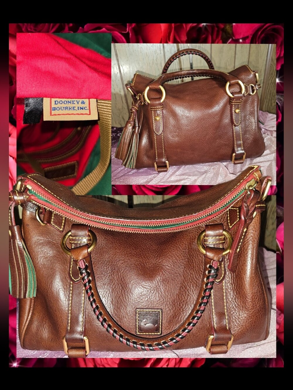 Dooney & Bourke Large Florentine Leather Satchel Bag - Excellent